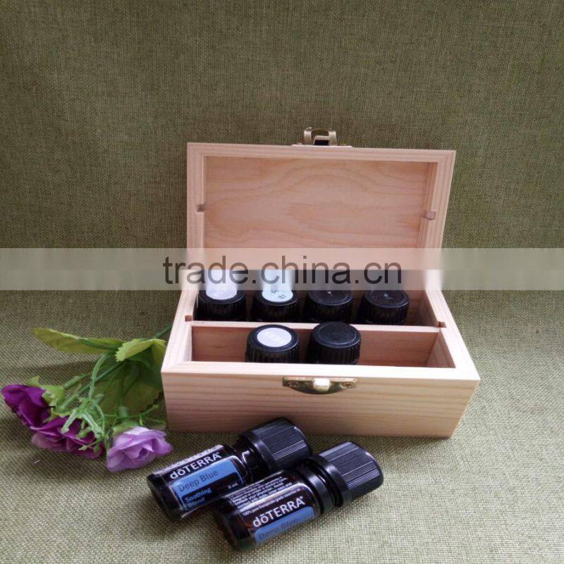Upscale recycled decorative discount enjoyable Essential oil wooden storage box for 8 small 5 ML bottles with hinges wholesale