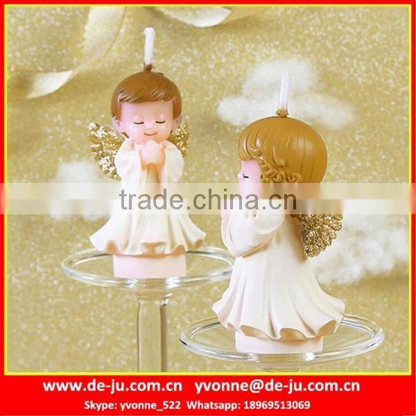 European Style Golden Wing Little Boy Girl White Angel Candle