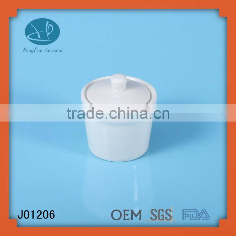Best selling products custom white ceramic food spice jars with lids and spoon