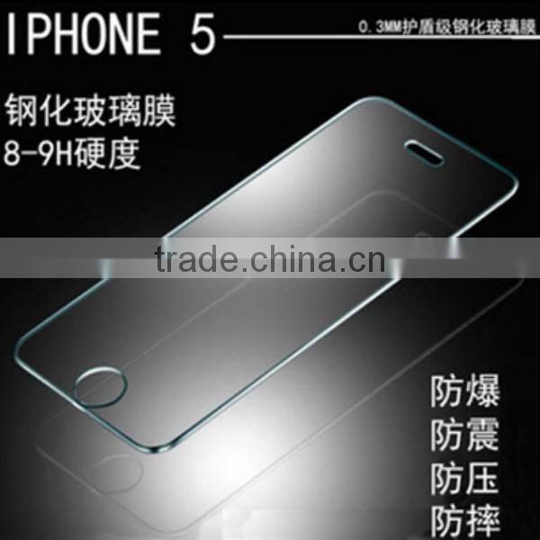 Toughened protective premium tempered glass screen protector guard film for iphone 5, toughened glass film