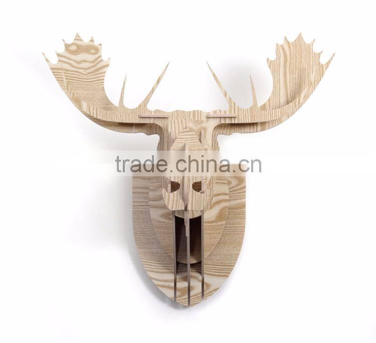 indoor wall mounted wooden deer head decoration