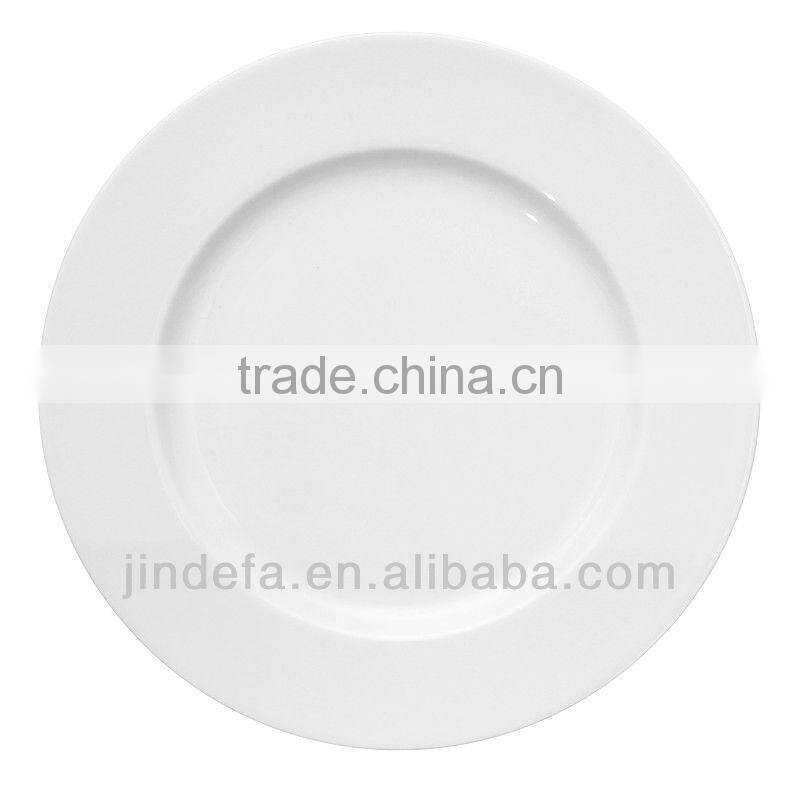 Dinnerware 10'' dish hot sale white porcelain flat plate for hotel