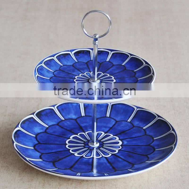 porcelain plate ceramic plate 2pcs cake plate set
