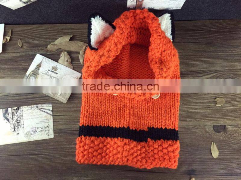 2015 New Design Fox Ear Winter Windproof Baby Hats And Scarf Set For Kids Boys Girls Shapka Caps