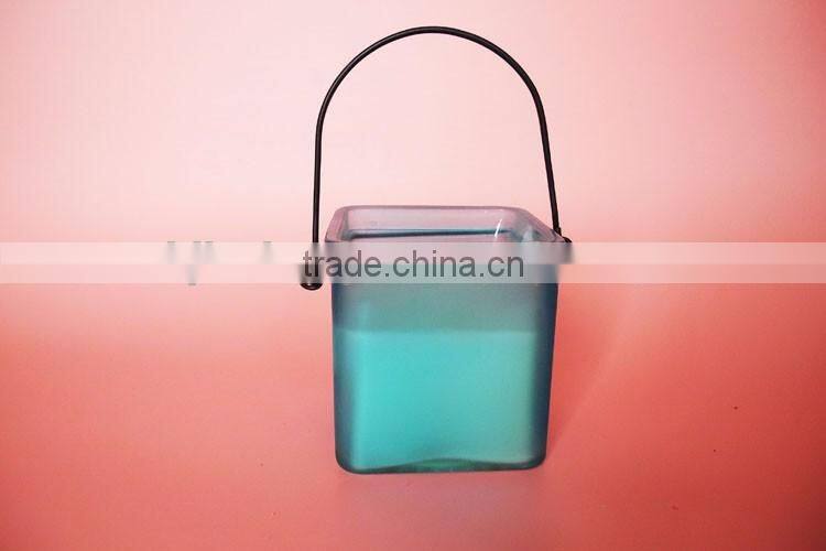 home goods antiques blue glass candle holder with scented wax