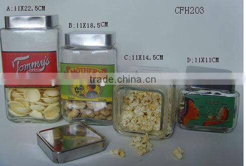 high quality spray glass letter jar storage for coffee and tea