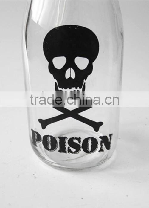 decal Wholesale 1 liter 250ml Milk Glass Bottles With black screw caps