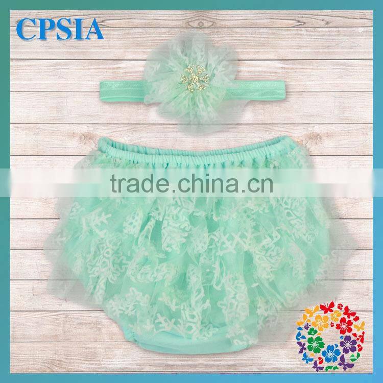 Wholesale bloomers for kids with headband set petti lace diaper cover for children
