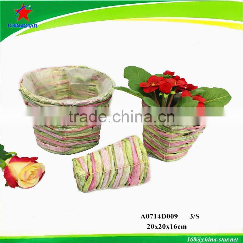 natural handmade flower pot with plastic liner
