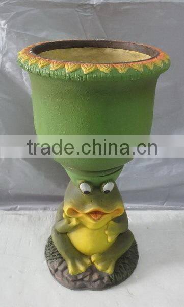 knock-down outdoor garden fiber glass clay frog flower planter pots