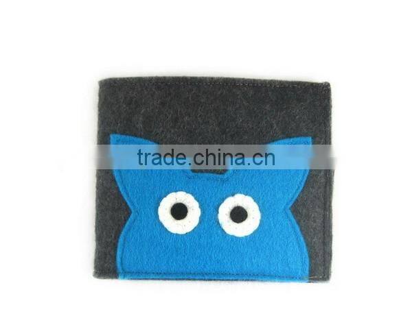 China supplier wholesale polyester coin purse ticket cover case cotton fabric dollar wallet with blue animal face for young