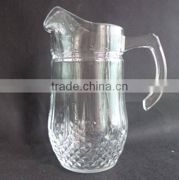 1.5L Large Volume Clear Glass Juice Pitcher Carved Glass Jug with Lid