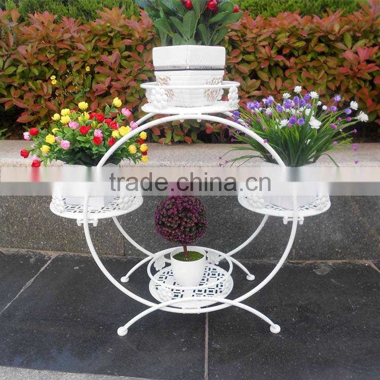 Manufacturer garden white display shelf round shape metal flower pot stand