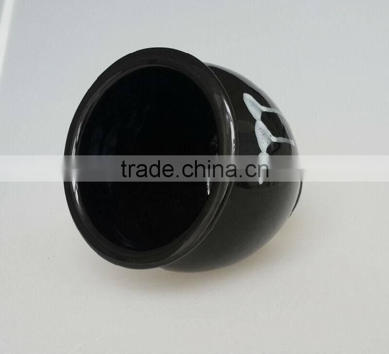 70oz Ceramic black hand painted korean kimchi pot