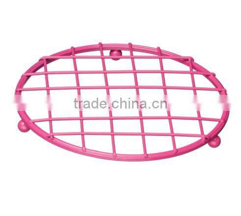 Hot pink powder coating stylish iron metal fruit basket hanger holders racks for kitchen organizer storage