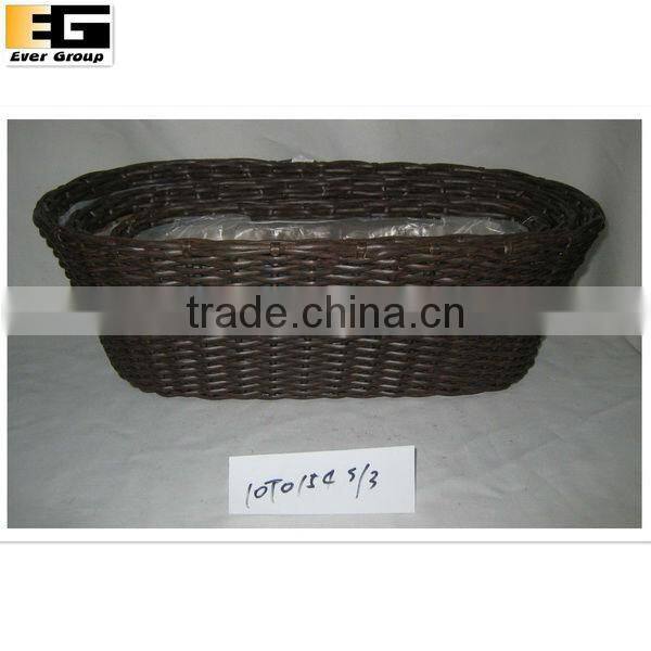 oval rattan woven plant stands w/pvc