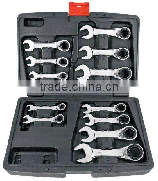 Stubby Reversible 72 Teeth Ratchet Handle Wrench Set