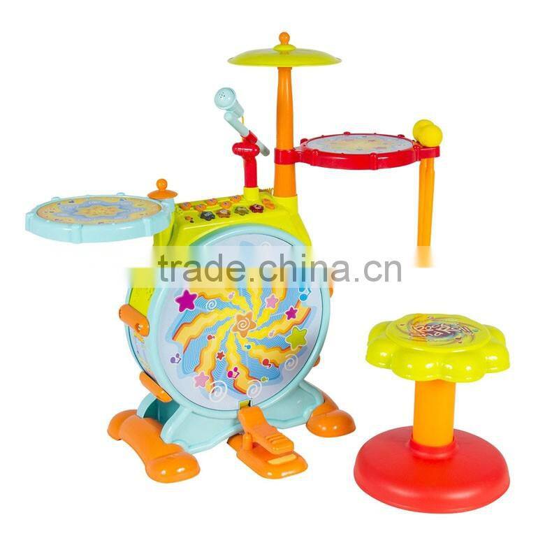 2016 Best sell cheap musical plastic electronic drum set toy for kids