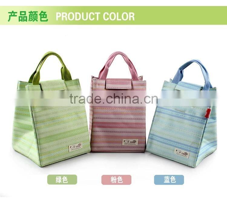 600D stripe cooler bag with tote hand for ladies