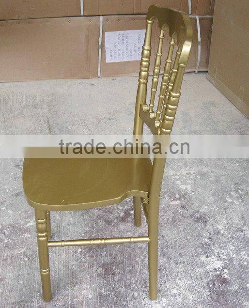 Wholesales golden Wedding Wood napoleon chair with velvet fabric cushions