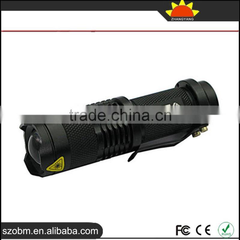 Wholesale OEM Q5 LED mini 3w police Zoomable flashlight with 14500 batteiy and charger