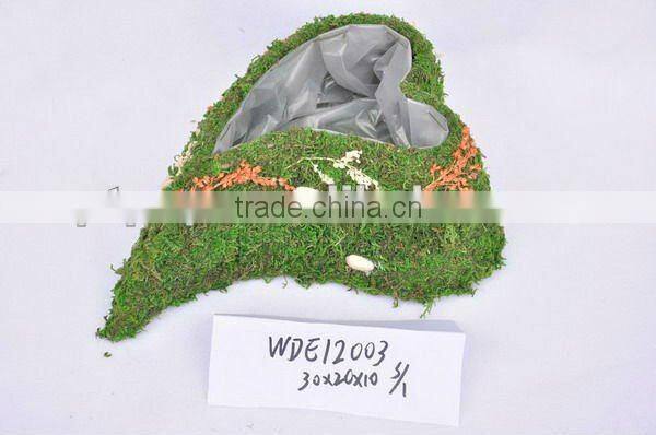 bark water can planter flower pot with moss decoration