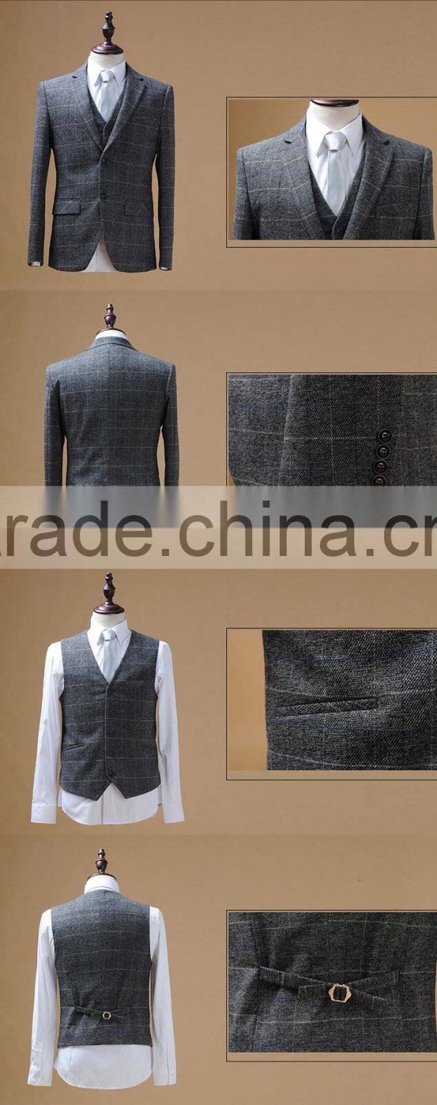 2016 latest design 3 piece suit with notch lapel two placket buttons flap alibaba china supplier