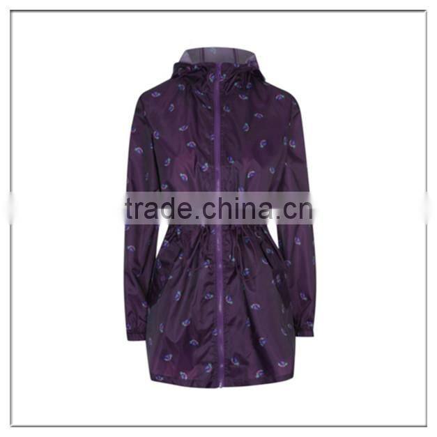 Stylish water-resist print packable parka for women