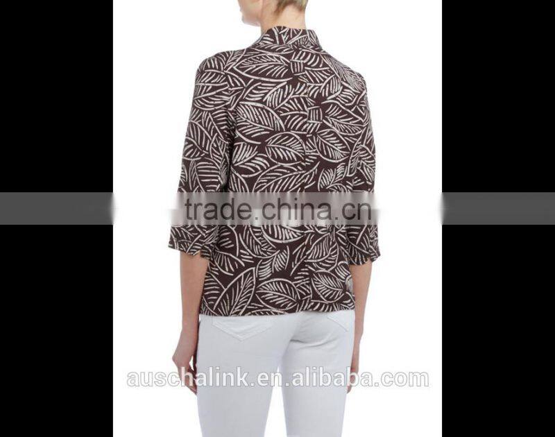outdoor fashion custom lady all over leaf print jacket wholesale