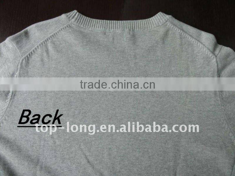 Men Long sleeve plain pullover sweater of 100%cotton