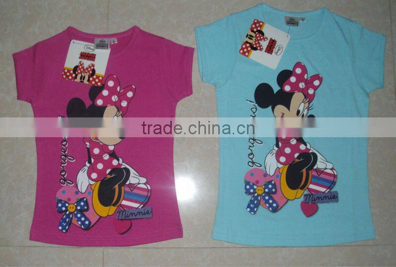 children summer t-shirt , High Quality combed cotton girls short sleeve printed t-shirts