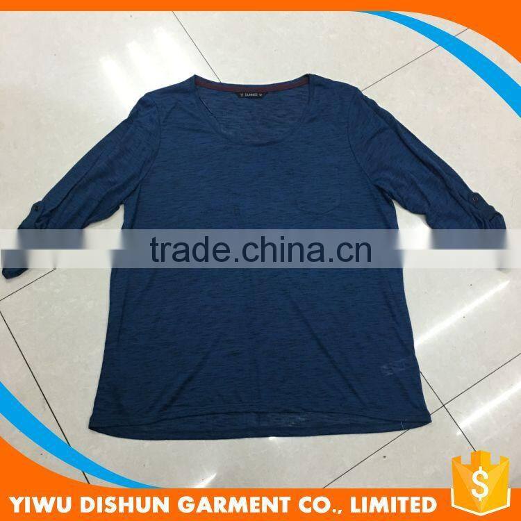 stock apparel men long sleeve slub cotton t-shirt