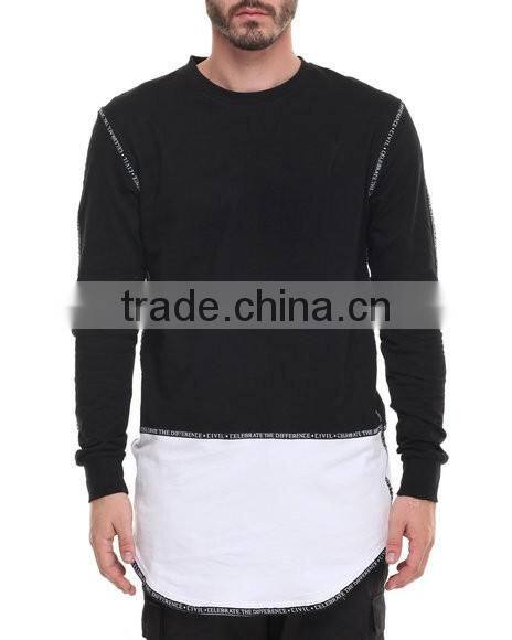 Fields French Terry fabric rounded neck hem printed trim Drop Tee color block t shiet for men