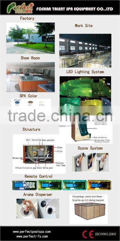 Family joyful outdoor spa/ whirlpool/hot tub with theraphy center