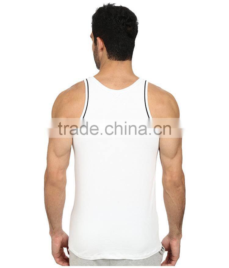 Mens plain white custom gym singlets for mens