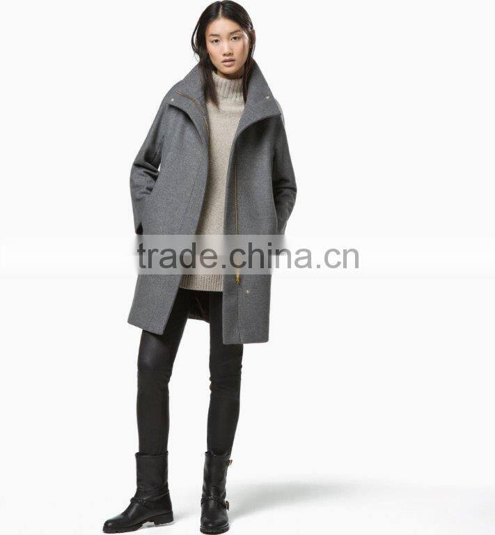 grey color stylish design lady coat