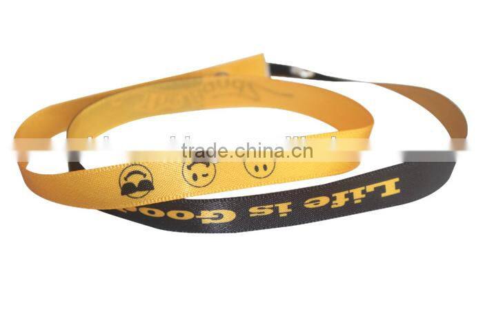 Hot sport silk ribbon bands Life is good sport ribbon wristlet cheap promotional sport snap button wristband