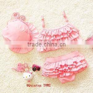Swimsuit baby summer biniki solid color ruffle design bulk buy from China Yiwu