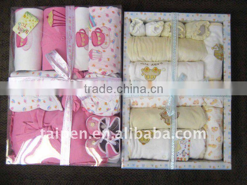 100% Cotton Comfortable 2 Color New Born Baby Clothing Gift Set 6Pcs