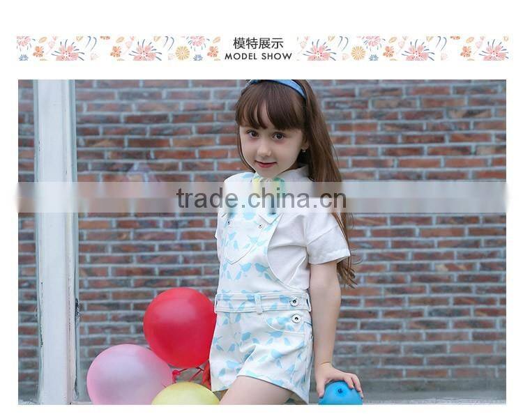 2016 Summer Fashion Girls Overalls with Shirt Clothing Set Casual Baby Kids Outfit