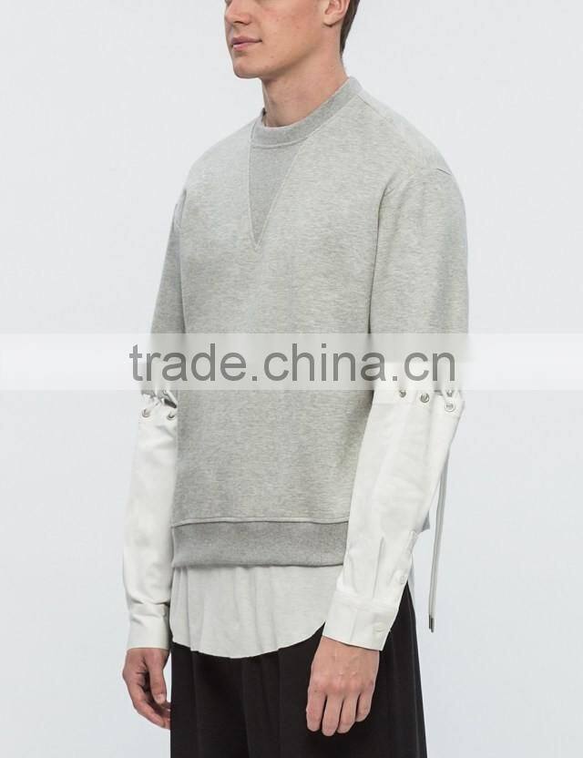 2017 wholesale mens grey vintage color block panelled sweatshirt