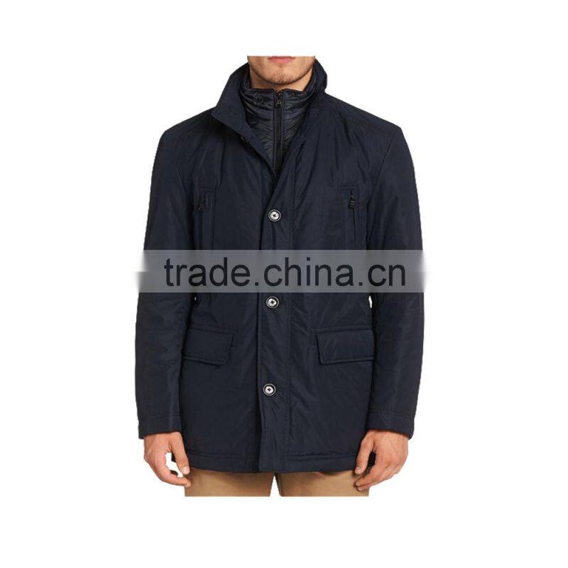 mens cheap fancy navy nylon water resistant winter jacket coat men