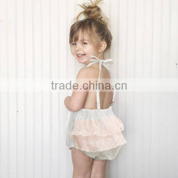 Halter Summer 100%Cotton Lace Ruffles New Baby Romper Design
