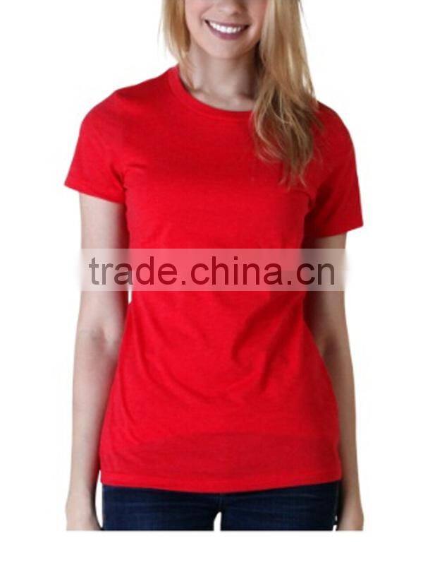 Red Ladies T-shirt With 100%Cotton Short Sleeve T-shirt
