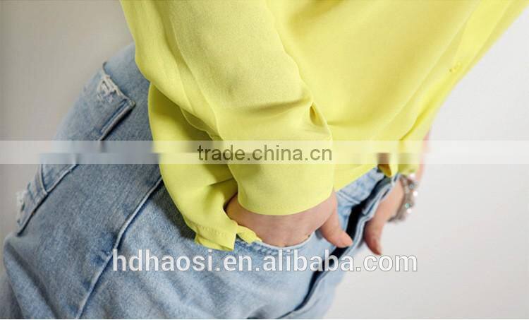Factory Sale! Long sleeve Chiffon Shirt design for women blouse