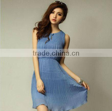 Wholesale Casual Chiffon Pleated Women Dresses