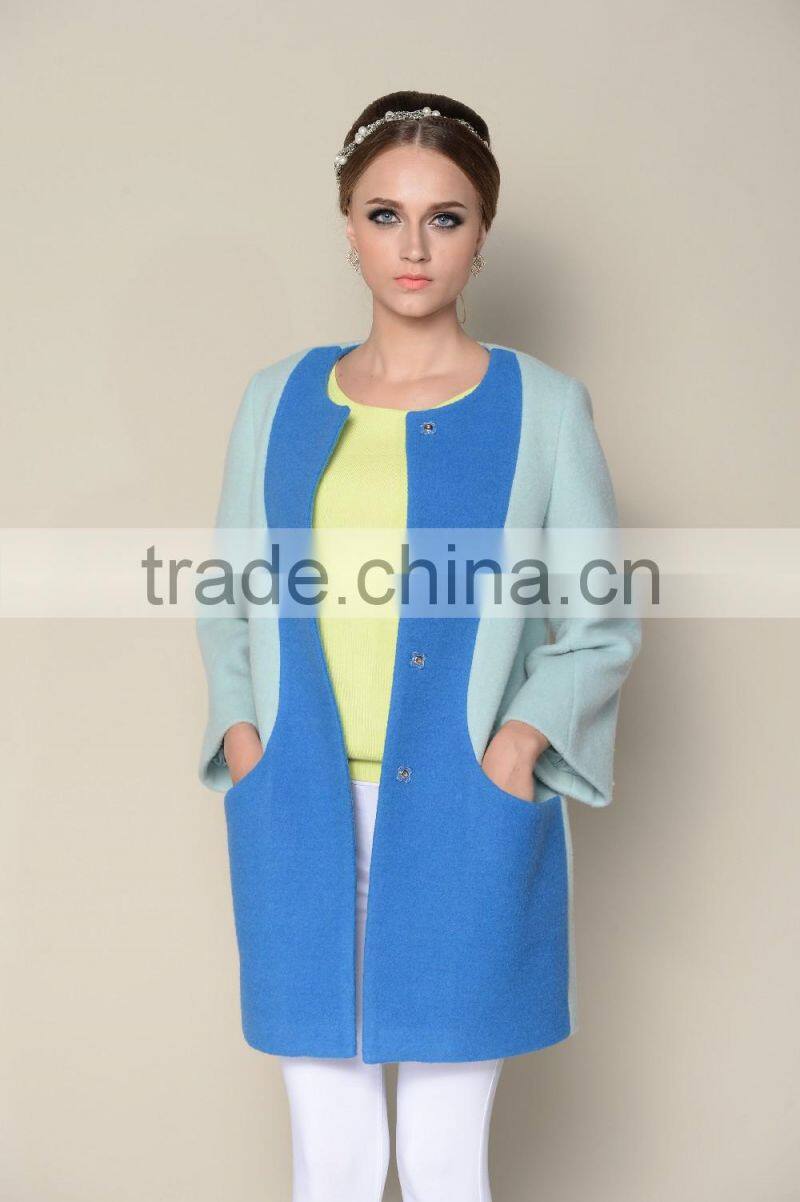 popular o neck fashionable multicolored womens clothing fall 2015 winter fur coat