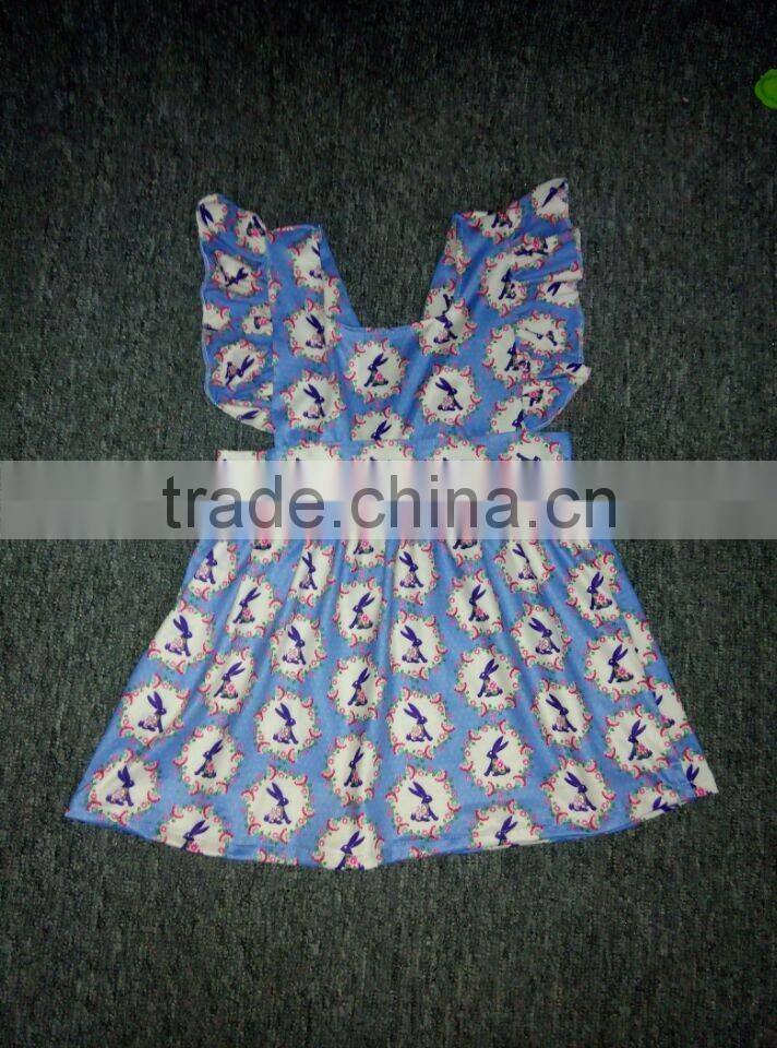 2017 easter day design flutter sleeve icing ruffle raglan baby dress girls