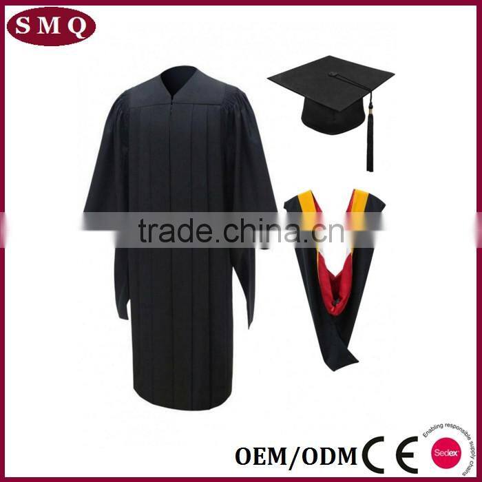 China Factory Custom graduation ceremony dresses black master graduation gown