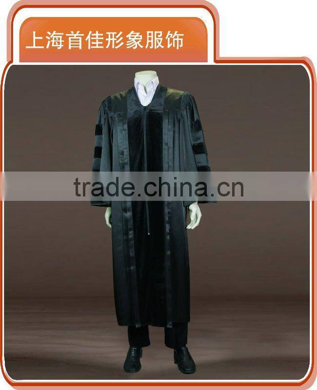 customized graduation gown high quality black gown